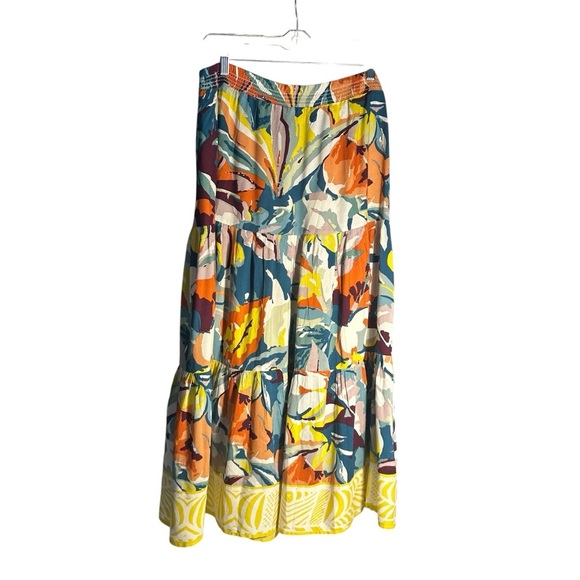 Soft Surroundings Kara Floral Midi Tiered Tropical Flowy Abstract Skirt Sz Med - Picture 5 of 12